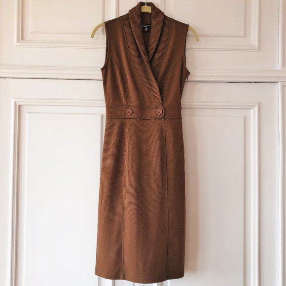 le chateau Dresses & Skirts - Rich Brown Shawl-Collar Blazer-Like Sleeveless Sweater Dress - Size XXS